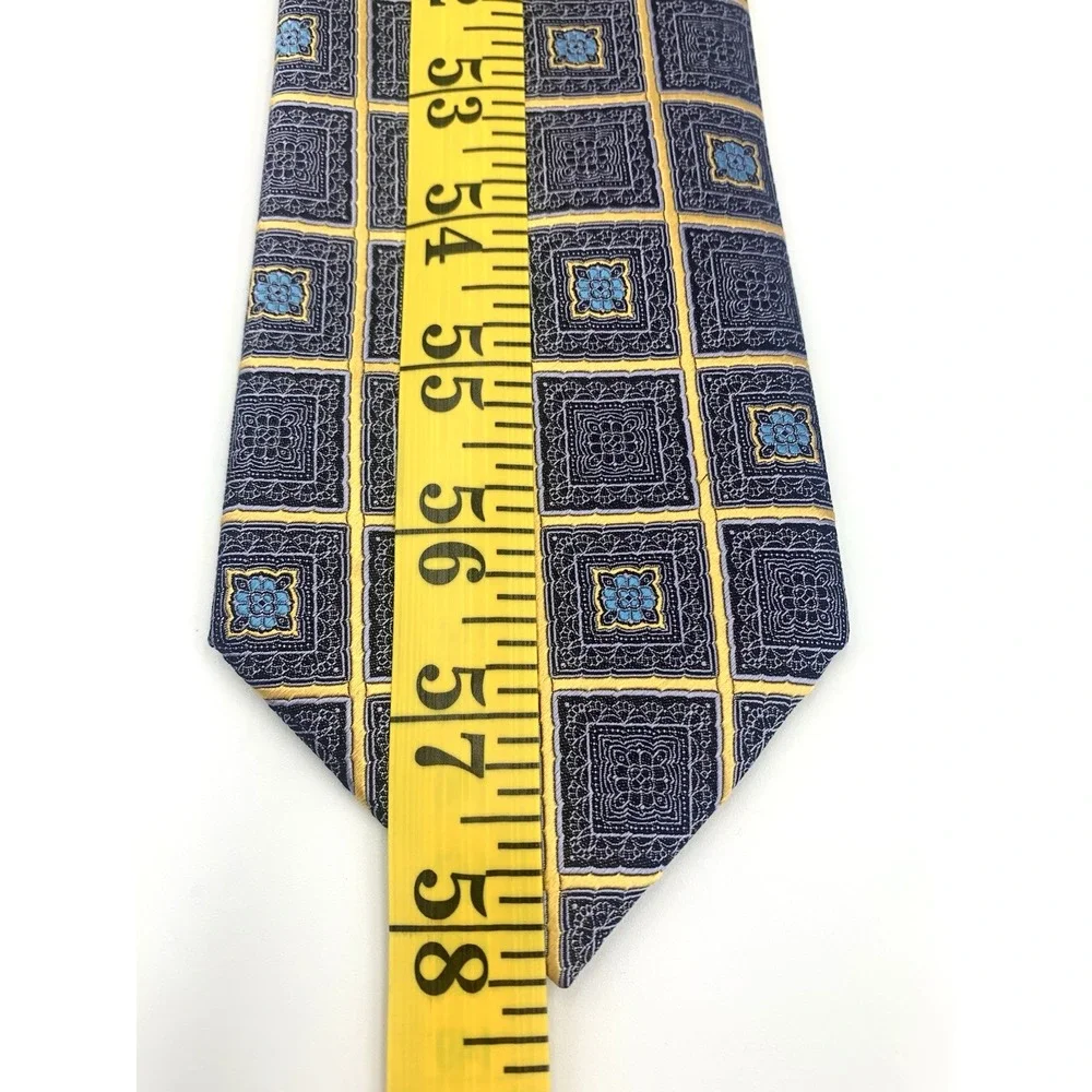 Ermenegildo Zegna Men's Neck Tie Blue Geometric‎ Made in Italy
